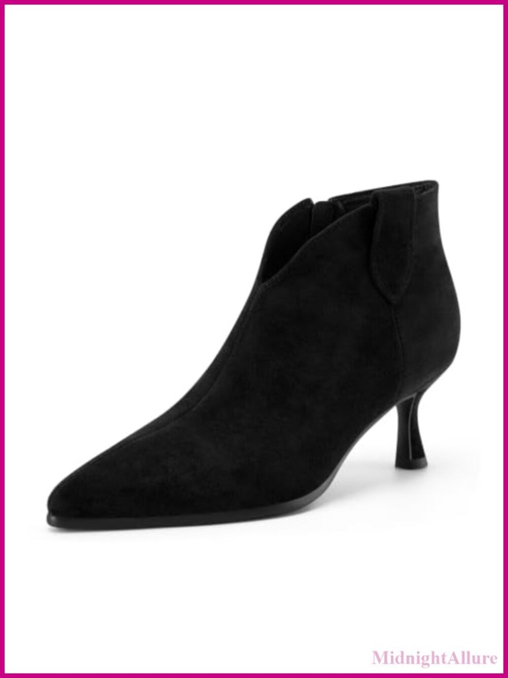 Kitten Heel Ankle Booties Suede Pointed Toe Zip Low Cut Dress Boots